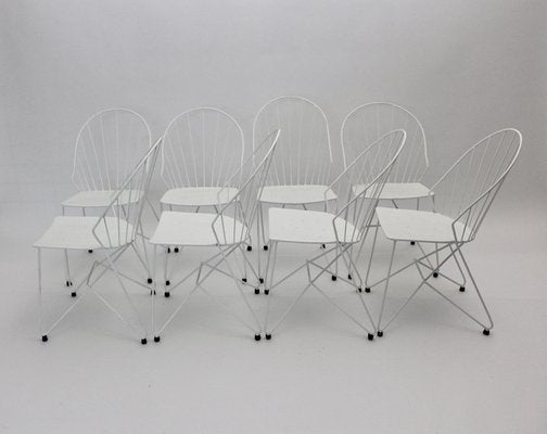 Mid-Century Austrian White Armchairs J.O.Wladar & V. Mödlhammer for Sonett, 1950s, Set of 8-NB-724287