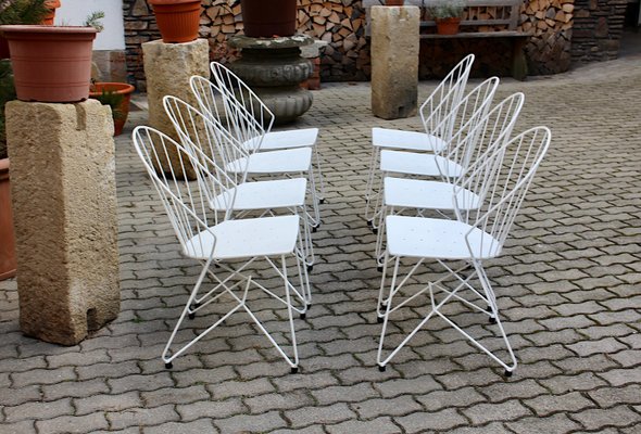 Mid-Century Austrian White Armchairs J.O.Wladar & V. Mödlhammer for Sonett, 1950s, Set of 8-NB-724287