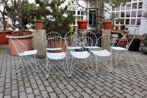 Mid-Century Austrian White Armchairs J.O.Wladar & V. Mödlhammer for Sonett, 1950s, Set of 8-NB-724287