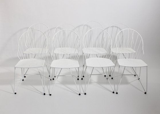 Mid-Century Austrian White Armchairs J.O.Wladar & V. Mödlhammer for Sonett, 1950s, Set of 8-NB-724287