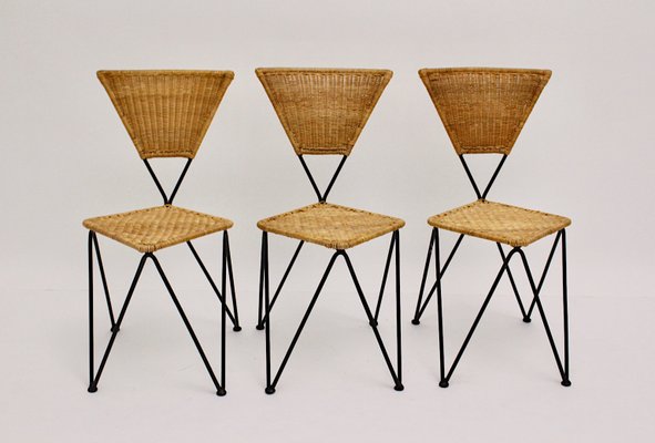 Mid-Century Austrian Wicker Chairs by Karl Fostel Sen's Erben, 1950s, Set of 3-NB-551661