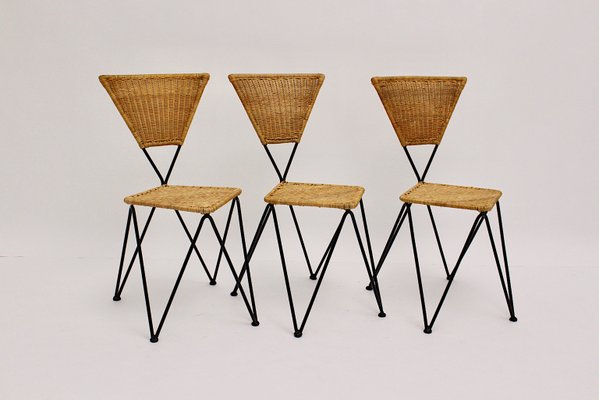 Mid-Century Austrian Wicker Chairs by Karl Fostel Sen's Erben, 1950s, Set of 3-NB-551661