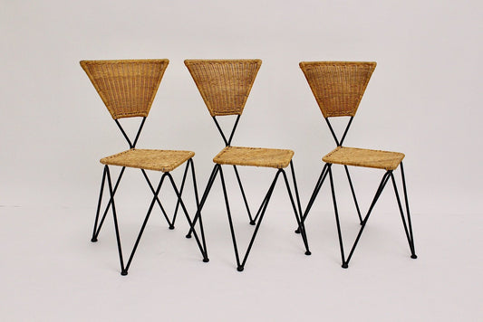 Mid-Century Austrian Wicker Chairs by Karl Fostel Sen's Erben, 1950s, Set of 3