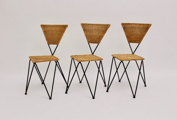 Mid-Century Austrian Wicker Chairs by Karl Fostel Sen's Erben, 1950s, Set of 3-NB-551661