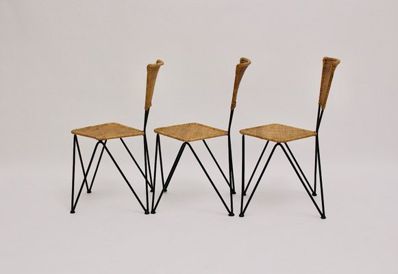 Mid-Century Austrian Wicker Chairs by Karl Fostel Sen's Erben, 1950s, Set of 3-NB-551661