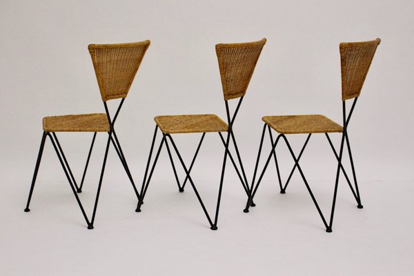 Mid-Century Austrian Wicker Chairs by Karl Fostel Sen's Erben, 1950s, Set of 3-NB-551661