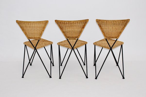 Mid-Century Austrian Wicker Chairs by Karl Fostel Sen's Erben, 1950s, Set of 3-NB-551661