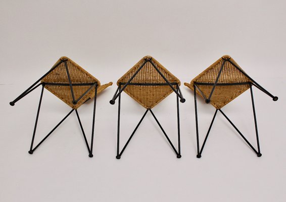 Mid-Century Austrian Wicker Chairs by Karl Fostel Sen's Erben, 1950s, Set of 3-NB-551661