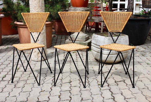 Mid-Century Austrian Wicker Chairs by Karl Fostel Sen's Erben, 1950s, Set of 3-NB-551661