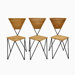 Mid-Century Austrian Wicker Chairs by Karl Fostel Sen's Erben, 1950s, Set of 3-NB-551661