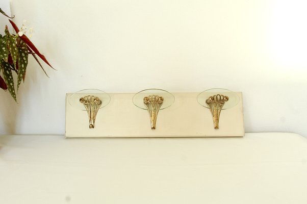 Mid-Century Avorio Glass and Brass Coat Rack, Italy, 1950s-HUY-1755863