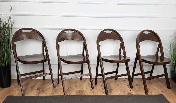 Mid-Century B 751 Folding Chairs in Wood from Thonet, 1960s, Set of 4-EUP-1817097