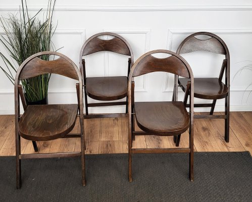 Mid-Century B 751 Folding Chairs in Wood from Thonet, 1960s, Set of 4-EUP-1817097