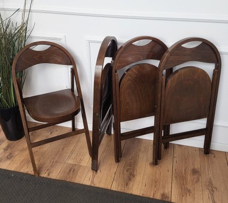 Mid-Century B 751 Folding Chairs in Wood from Thonet, 1960s, Set of 4-EUP-1817097