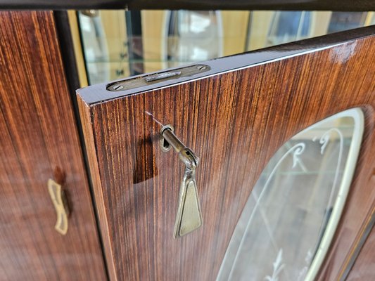 Mid-Century Backlit Showcase with Mirror Shelves and Three Doors, Italy, 1960s-ZUW-1716686