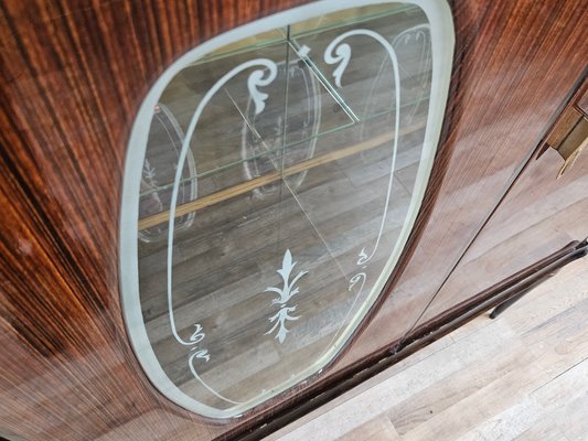 Mid-Century Backlit Showcase with Mirror Shelves and Three Doors, Italy, 1960s-ZUW-1716686