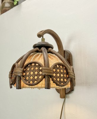 Mid-Century Bamboo and Cane Wall Lamp, 1970s-WZZ-1738626