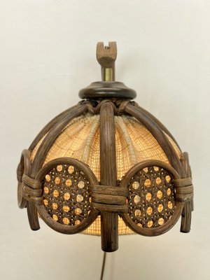 Mid-Century Bamboo and Cane Wall Lamp, 1970s-WZZ-1738626