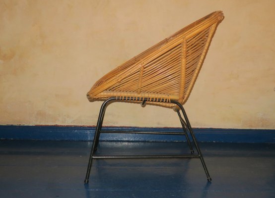 Mid-Century Bamboo and Iron Pod Chair, 1960s-ED-1807724