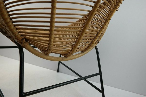 Mid-Century Bamboo and Iron Pod Chair, 1960s-ED-1807724