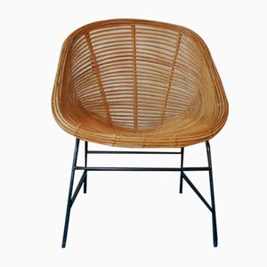 Mid-Century Bamboo and Iron Pod Chair, 1960s-ED-1807724