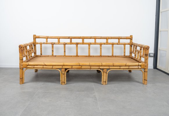 Mid-Century Bamboo and Rattan 3-Seater Sofa attributed to Vivai Del Sud, Italy, 1970s-LYQ-1804952