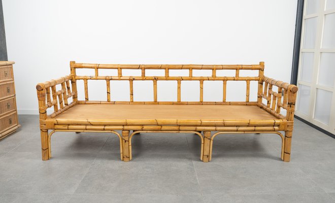 Mid-Century Bamboo and Rattan 3-Seater Sofa attributed to Vivai Del Sud, Italy, 1970s-LYQ-1804952