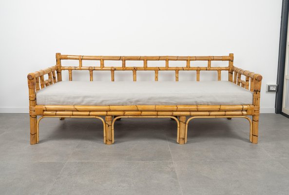 Mid-Century Bamboo and Rattan 3-Seater Sofa attributed to Vivai Del Sud, Italy, 1970s-LYQ-1804952