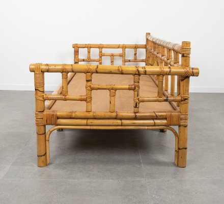 Mid-Century Bamboo and Rattan 3-Seater Sofa attributed to Vivai Del Sud, Italy, 1970s-LYQ-1804952