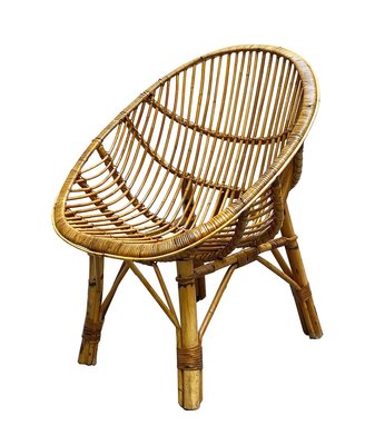 Mid-Century Bamboo and Rattan Armchair, 1950s-YUW-753585