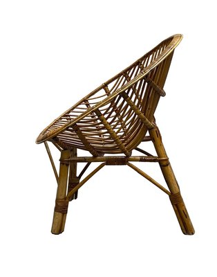 Mid-Century Bamboo and Rattan Armchair, 1950s-YUW-753585