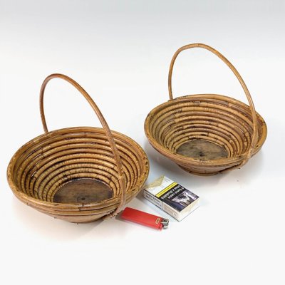 Mid-Century Bamboo and Rattan Bowls, 1970s, Set of 2-JDR-1125450