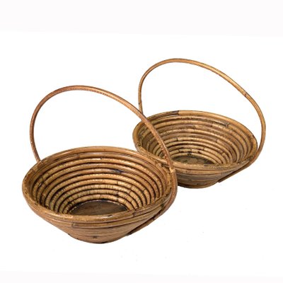 Mid-Century Bamboo and Rattan Bowls, 1970s, Set of 2-JDR-1125450