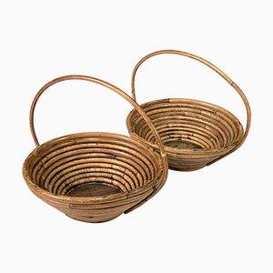 Mid-Century Bamboo and Rattan Bowls, 1970s, Set of 2-JDR-1125450