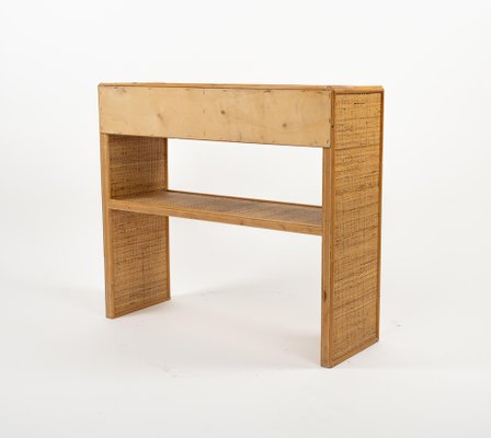 Mid-Century Bamboo and Rattan Console Table with Drawers, 1970s-LYQ-1791989