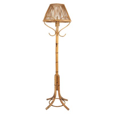 Mid-Century Bamboo and Rattan Floor Lamp in the style of Franco Albini, Italy, 1960s-LYQ-1798581