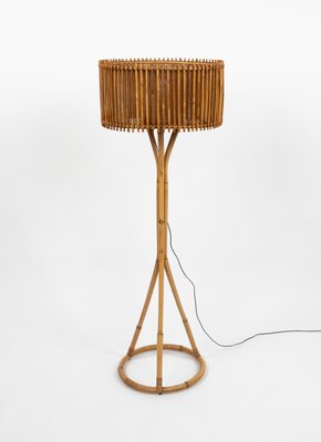 Mid-Century Bamboo and Rattan Floor Lamp in the style of Franco Albini, Italy, 1960s-LYQ-2034368