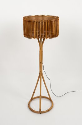 Mid-Century Bamboo and Rattan Floor Lamp in the style of Franco Albini, Italy, 1960s-LYQ-2034368