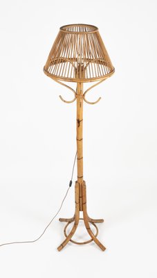 Mid-Century Bamboo and Rattan Floor Lamp in the style of Franco Albini, Italy, 1960s-LYQ-1798581