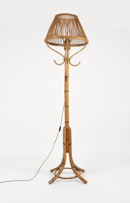 Mid-Century Bamboo and Rattan Floor Lamp in the style of Franco Albini, Italy, 1960s-LYQ-1798581