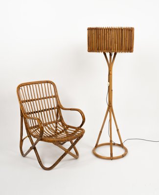 Mid-Century Bamboo and Rattan Floor Lamp in the style of Franco Albini, Italy, 1960s-LYQ-2034368