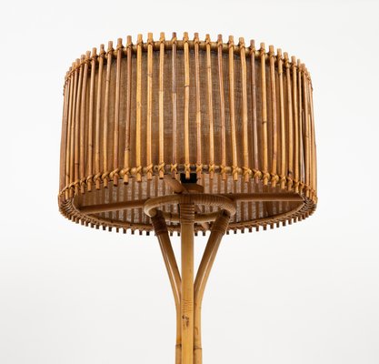 Mid-Century Bamboo and Rattan Floor Lamp in the style of Franco Albini, Italy, 1960s-LYQ-2034368