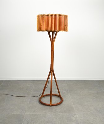 Mid-Century Bamboo and Rattan Floor Lamp, Italy, 1960s-LYQ-1767273