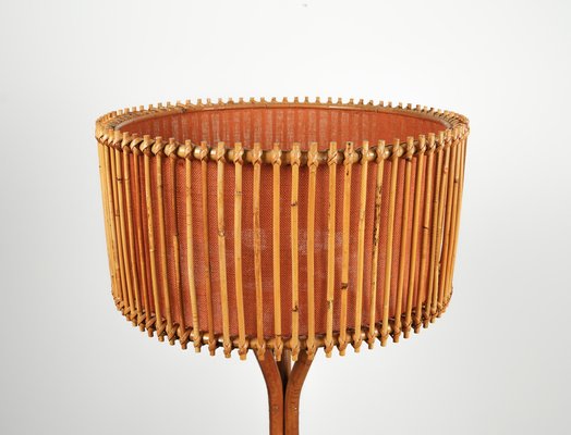 Mid-Century Bamboo and Rattan Floor Lamp, Italy, 1960s-LYQ-1767273