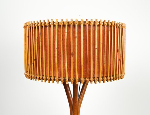 Mid-Century Bamboo and Rattan Floor Lamp, Italy, 1960s-LYQ-1767273