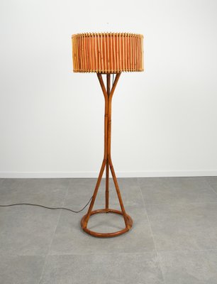 Mid-Century Bamboo and Rattan Floor Lamp, Italy, 1960s-LYQ-1767273