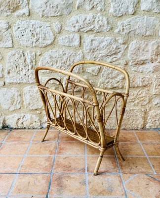 Mid-Century Bamboo and Rattan Magazine Rack, 1950s-OJT-853488