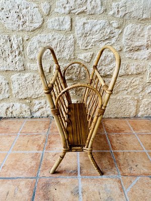 Mid-Century Bamboo and Rattan Magazine Rack, 1950s-OJT-853488