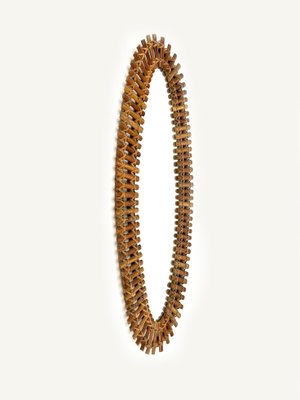 Mid-Century Bamboo and Rattan Oval Wall Mirror, Italy, 1960s-LYQ-1407041