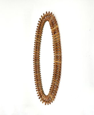 Mid-Century Bamboo and Rattan Oval Wall Mirror, Italy, 1960s-LYQ-1407041